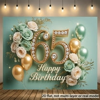 Happy 65th Birthday Backdrop Green White Rose 65th Birthday Photography Background Green Golden Balloons Glitter Diamond 65 Yeas Old Birthday Party Decorations Banner Supplies Photo Booth Props