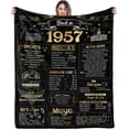 thumbnail image 1 of Happy 65th Birthday Gifts for Men Women Blanket 1957 65th Birthday Decorations 65 Years Old Gift for Dad Mom Grandparents Back in 1957 Flannel Fleece Soft Throw Blanket for Bed Sofa 50"x60", 1 of 6