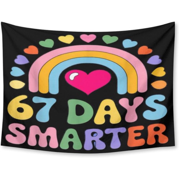 Happy 67 Days Smarter School Student Teacher Tapestry Cozy Tapestries Aesthetic for Living Room, Bedroom,30x40 Inch