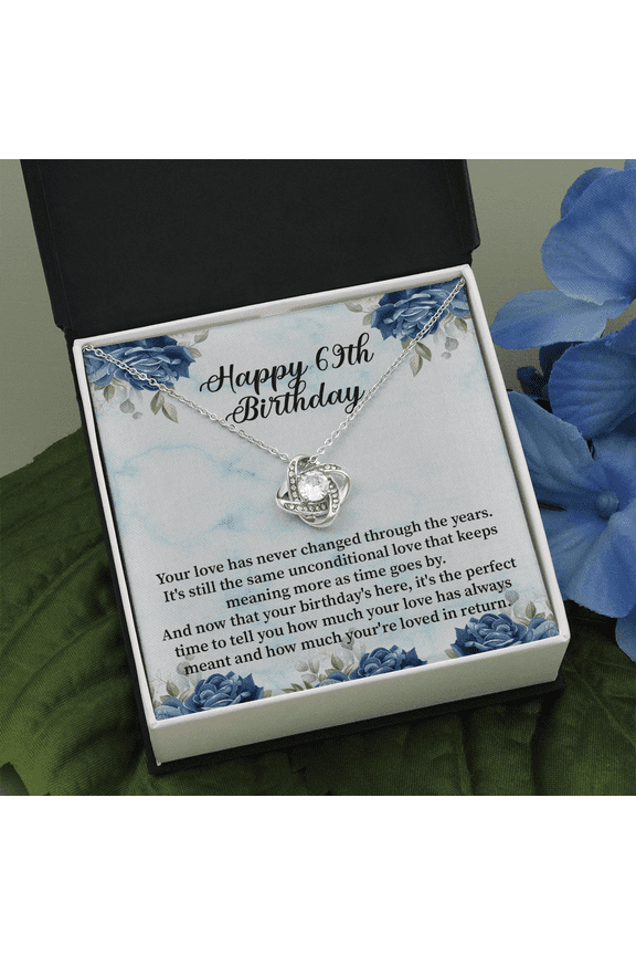 Happy 69th Birthday - Love Knot Necklace Message Card