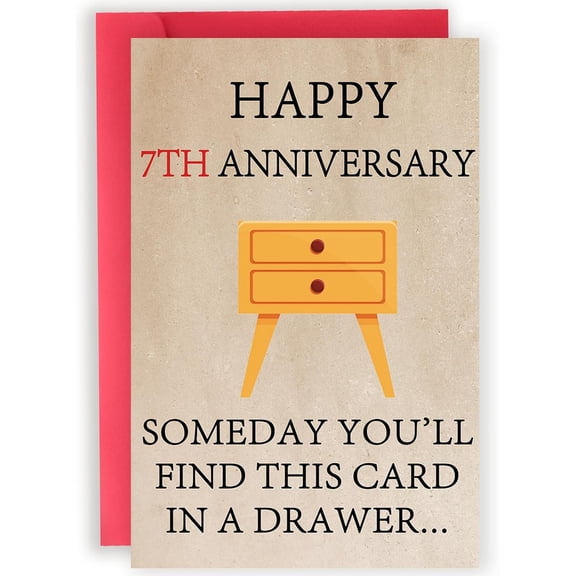 Happy 7 Year Anniversary Card Gifts for Him Her, Funny 7th Wedding Anniversary Card for Couple Husband Wife, Best Copper Aday Gifts for Men Women
