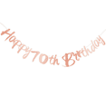 thumbnail image 1 of Happy 70th Birthday Banner, Rose Gold, Glitter Party Decoration, Sweet 70 Celebration, 1 of 2