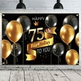 thumbnail image 1 of Happy 75th Birthday Backdrop Banner - 75 Birthday Party Decorations Supplies for Men - Black Gold, 1 of 4