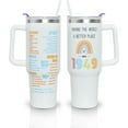 thumbnail image 1 of Happy 75th Birthday Gifts for Women, 40 oz Tumbler with Handle and Straw Lid, 75 Years Old Gifts Idea for Her, Seventy-five Birthday Present Back in 1949 Tumbler Cup（White）, 1 of 6