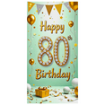 thumbnail image 1 of Happy 80th Birthday Banner Glittery Background with Stars Balloons and Ribbons Party Supplies Birthday Decoration Photography Props Party Backdrop Decorations, 1 of 7