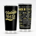 thumbnail image 1 of Happy 80th Birthday Tumblers Gifts for Men Women, Back in 1943 Stainless Steel Tumblers Gifts, 1943 80 Years Old Birthday Gift For Wife Husband Mom Dad (Back in 1943), 1 of 6