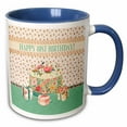thumbnail image 1 of 3drose, Happy 81st Birthday, Bird in Flower Garden Cake, Gifts, Pastels, 11oz Two-tone Blue Mug, 1 of 6