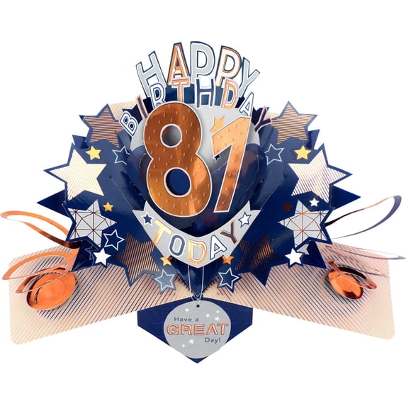 Happy 81st Birthday 81 Today Pop-Up Greeting Card Love Kate's Pop Up Cards Him