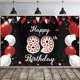 thumbnail image 1 of Happy 89th Birthday Banner Backdrop, Red Black Happy Birthday Decorations, Birthday Party Supplies Décor, 5.9 X 3.6 Ft, 1 of 6