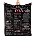 thumbnail image 1 of Happy 90th Birthday Gifts for Women Men Blanket 1933 90th Birthday Decorations Turning 90 Year Old Bday Gift Idea for Grandparents Mom Dad Back in 1933 Throw Blanket for Bed Sofa 60Lx50W Inches, 1 of 6
