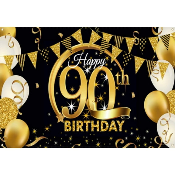 Happy 90th Birthday Rose Gold Banner Backdrop Cheers to 90 Years Old rations for Women Pink Birthday Party Background