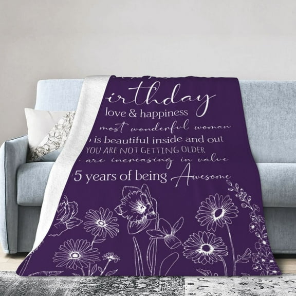 Happy 95th Birthday Blanket Gifts For Kids Adults - Lightweight Throw Blanket For Bedroom Living Room Decor Soft Fuzzy Fleece Cozy Plush Bed Couch 50"X40"