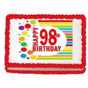 Happy 98th Birthday Edible PEEL N STICK Frosting Photo Image Cake Decoration Topper