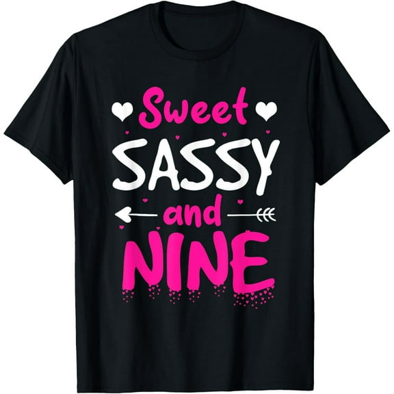Happy 9th Birthday Sweet Sassy and Nine Girls 9 Years Old T-Shirt