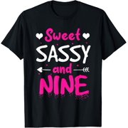Happy 9th Birthday Sweet Sassy and Nine Girls 9 Years Old T-Shirt