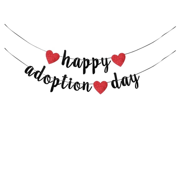 Happy Adoption Day Banner,Adoption Party Decorations, Adoption Banner for Child Pet Party,Pet Adoption Party,Dog Birthday Party,Cat Dog Rescue,Welcome Pet Party Decoration(Black).