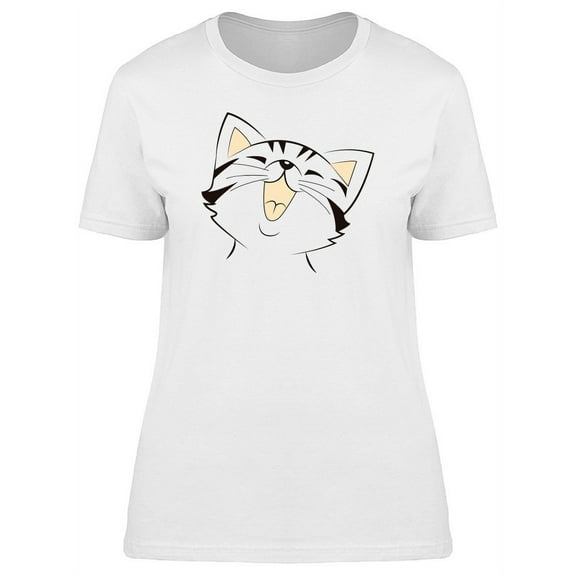 Happy Adorable Kitten Doodle T-Shirt Women -Image by Shutterstock, Female Large
