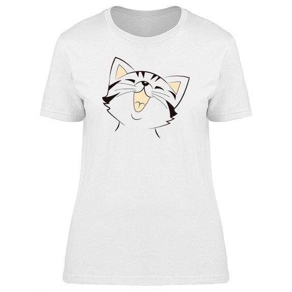 Happy Adorable Kitten Doodle T-Shirt Women -Image by Shutterstock, Female Medium
