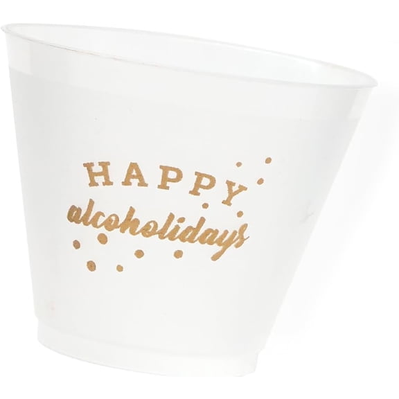 Happy Alcoholidays Gold and Frosted Cups, 9oz, set of 12