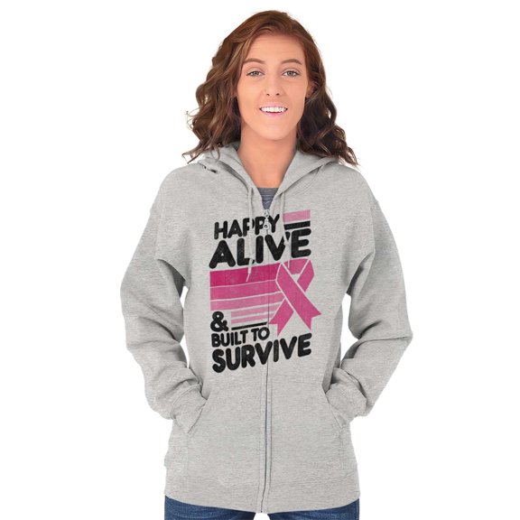 Happy Alive Built To Survive Warrior Womens Plus Size Graphic Zipper Hoodie Brisco Brands 4X