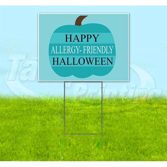 Happy Allergy-Friendly Halloween (18" x 24") Yard Sign, Includes Metal Step Stake
