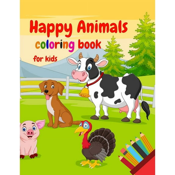 Happy Animals Coloring Book For Kids: Go Inside And Find Happy Double Animals., (Paperback)