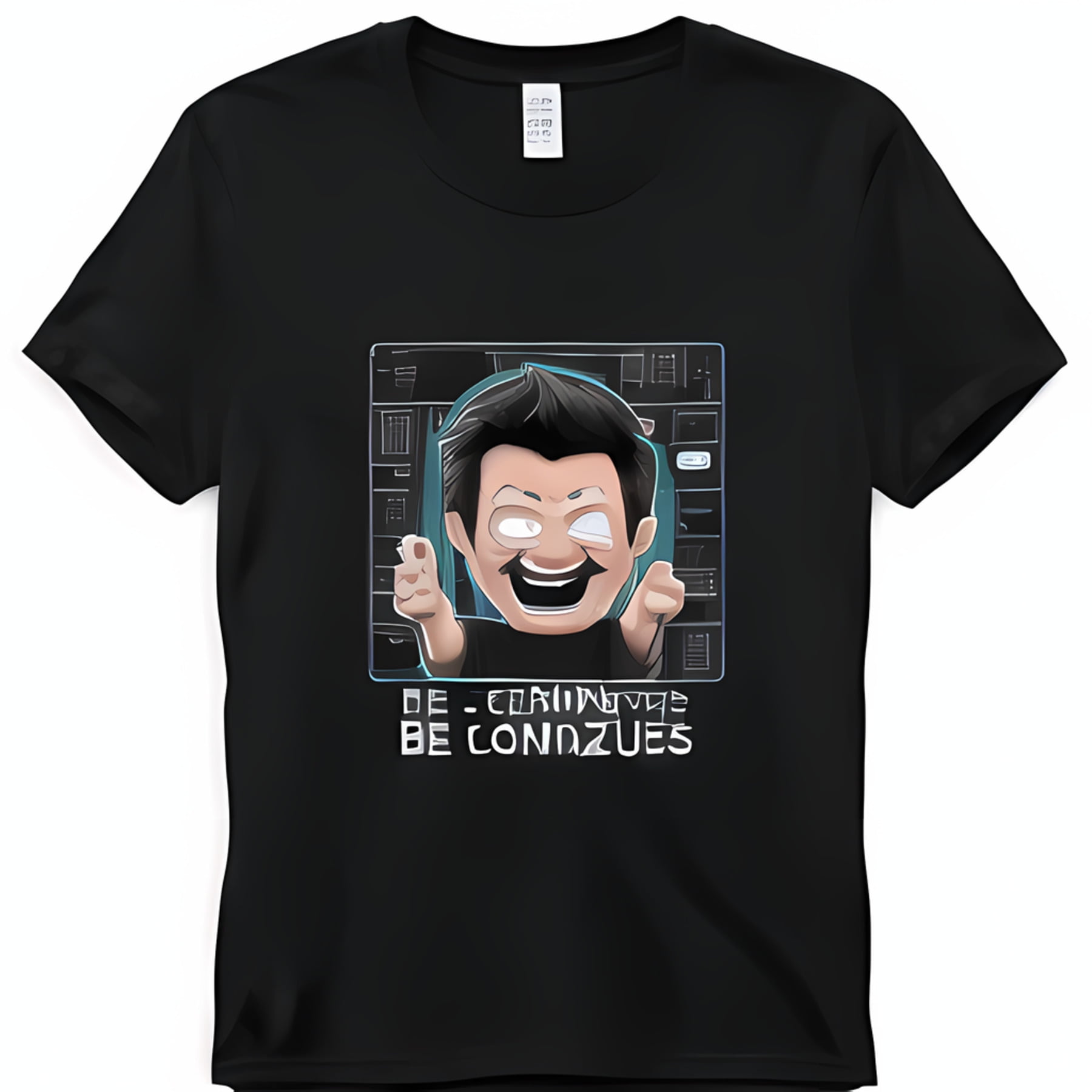 Happy Animated CharacTeer with Code on CompuTeer Screen Black T-Shirt ...