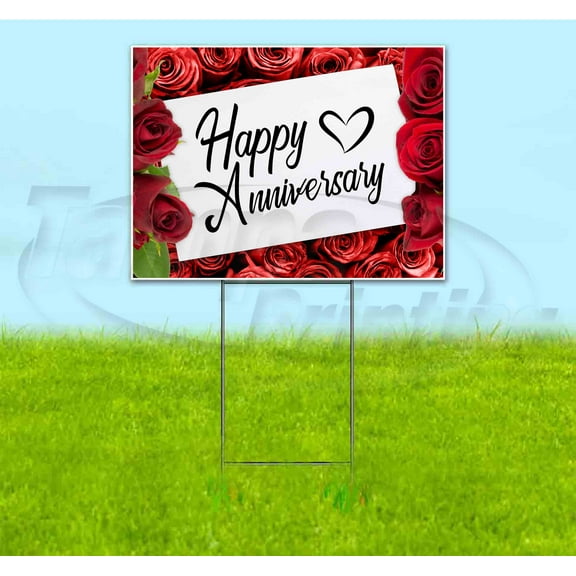 Happy Anniversary (18" x 24") Yard Sign, Includes Metal Step Stake