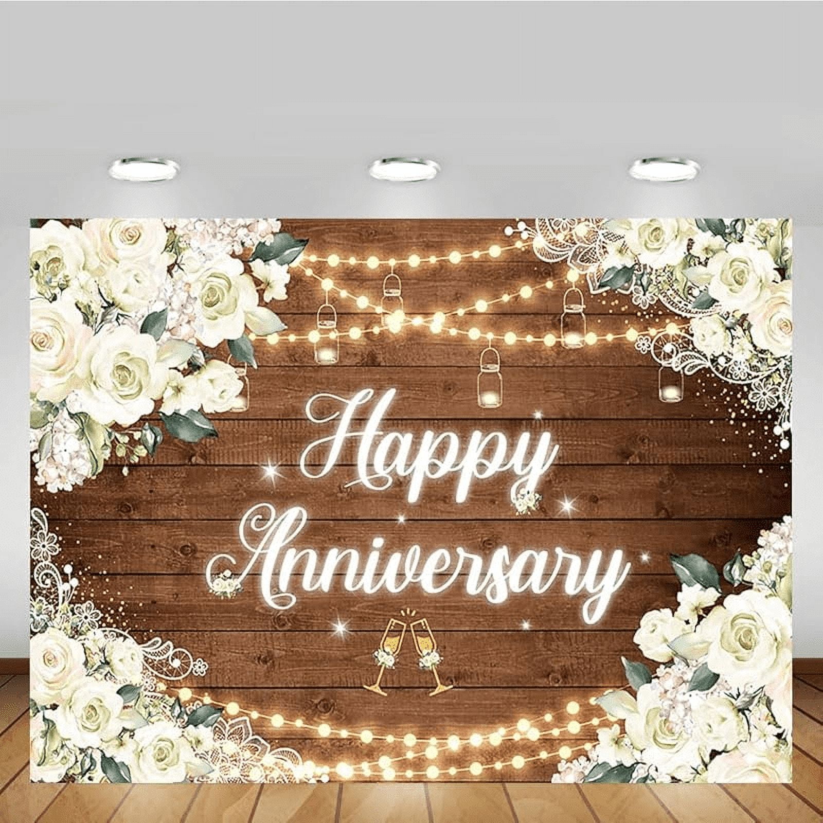 7x5ft Happy Anniversary Photography Backdrop Banner Black Gold Glitter Heart Anniversary Photo Background Banner For Wedding Anniversary Party Decorations Supplies Photo Booth I4112861960