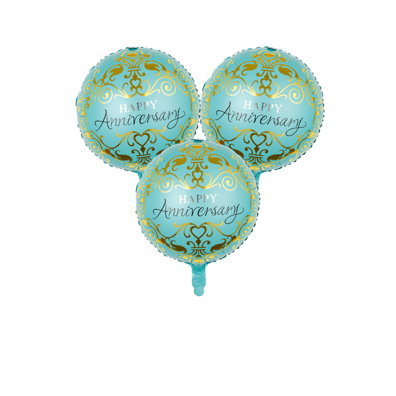 Happy Anniversary Balloon Set  3 Pack Foil Balloons for Anniversary Celebrations