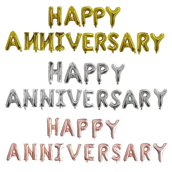 Happy Anniversary Balloons Banner, Birthday Wedding Anniversary Party Decorations, Rose Gold