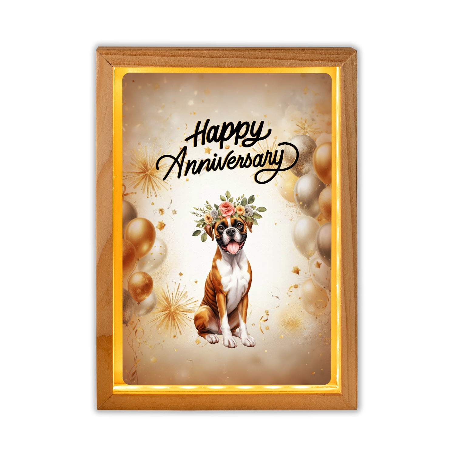 Happy Anniversary Boxer Celebrates Wedding Love Family Party Acrylic ...