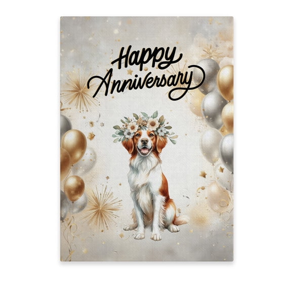 Happy Anniversary Brittany Spaniel Celebrates Wedding Love Family Party Vertical Matte Canvas Poster Brittany Dog Lover Gifts Idea Wall Art Home Decor - 01015
