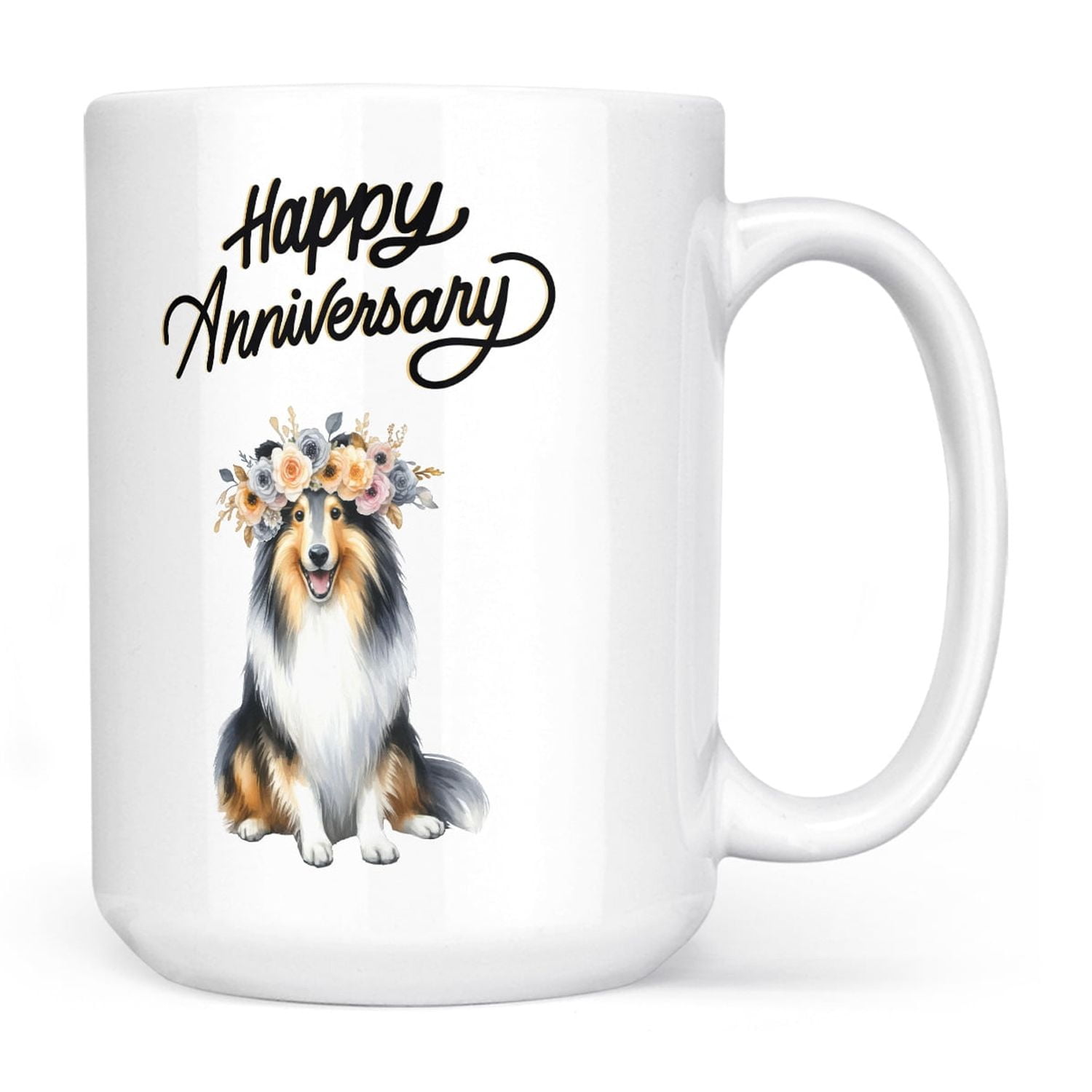 Happy Anniversary Collie Celebrates Wedding Love Family Party Mug Happy Anniversary Collie Celebrates Wedding Love Family Party Mug