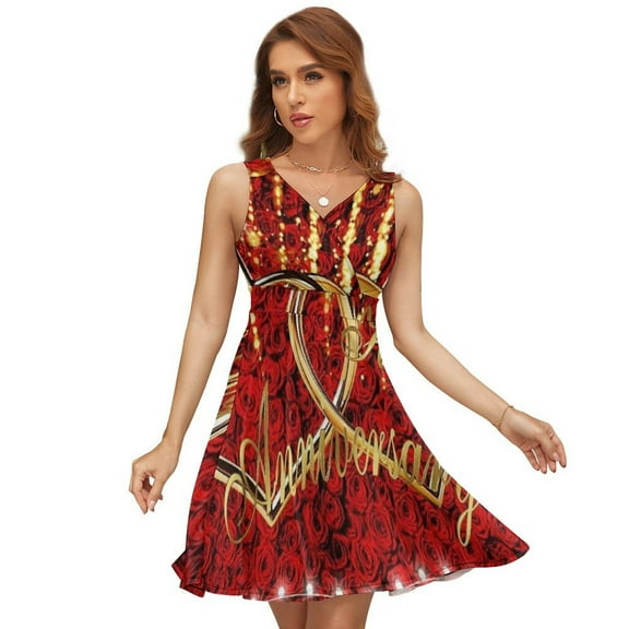 Happy Anniversary Dress Fashion Beach Long Dresses Female Party Printed Sundress