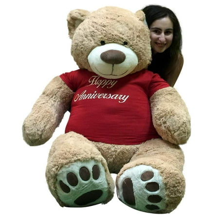 Happy Anniversary Giant 5 Foot Teddy Bear 60 Inch Soft T-Shirt Says HAPPY ANNIVERSARY