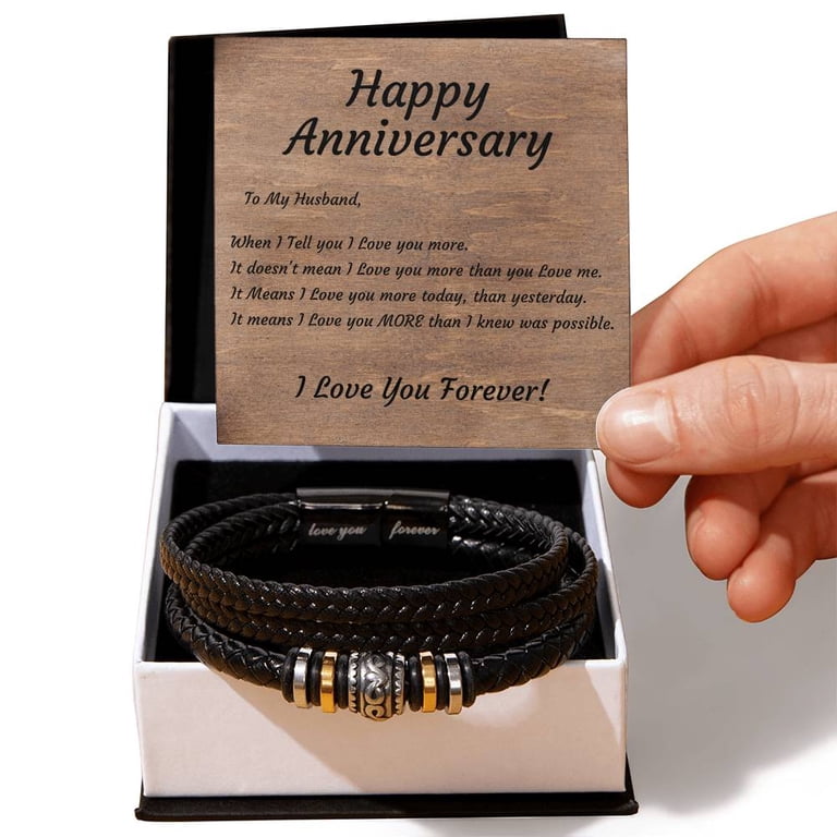 Brillanceaura Happy Anniversary Gift for Husband, Gifts for Him, Love You Forever Bracelet, from Wife, Wedding, Men's, Size: Total Length: (21 cm)