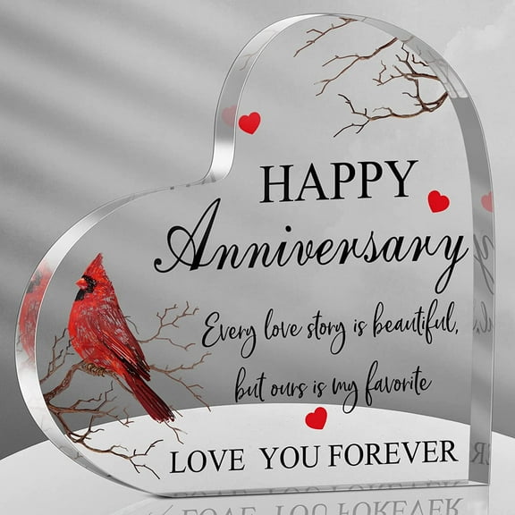 Happy Anniversary Gift for Women, Anniversary Wedding Acrylic Gifts for Her Him Couple Wife Husband Girlfriend Boyfriend 4x4 inch