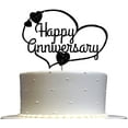 thumbnail image 1 of Happy Anniversary Glitter Cake Topper, Party Decorations, Sturdy Doubled Sided Glitter, Acrylic Stick (Black), 1 of 4