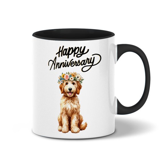 Happy Anniversary Goldendoodle Celebrates Wedding Love Family Party 11oz Accent Two-tone Mug Doodle Dog Lover Gifts Idea Coffee Tea Cup - 01015