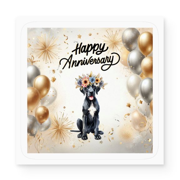 Happy Anniversary Great Dane Celebrates Wedding Love Family Party Vinyl Sticker Danes Dog Lover Gifts Waterproof Decal Art Decor - 01015