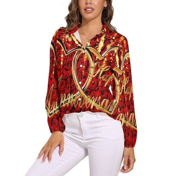 Happy Anniversary Long Sleeve Blouse Woman Streetwear Casual Shirts Summer Oversize Woman Streetwear Clothing Birthday Present
