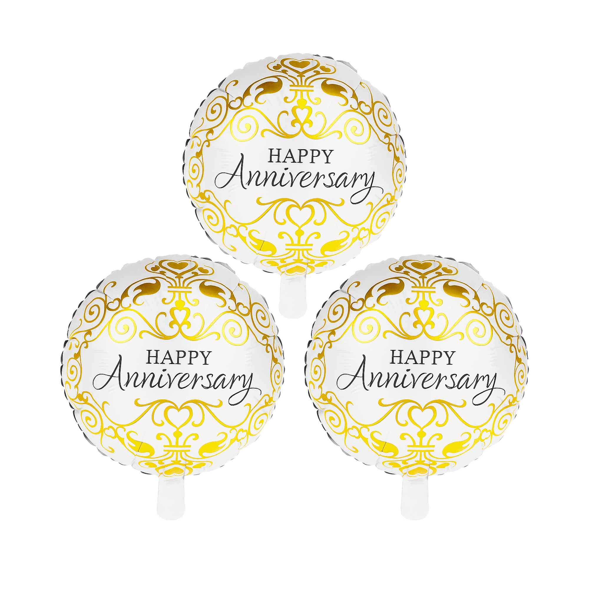 Happy Anniversary Mylar Balloon Set – 3 Pack Foil Balloons for Celebrations