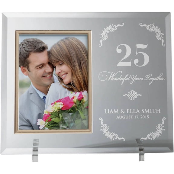 Happy Anniversary Personalized Glass Keepsake Frame