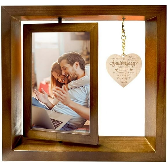 Happy Anniversary Rotating Photo Frame Rotating Wedding Pictrue Frame Couple Rotating Photo Frame Gift for Couple Renewal Couple Married Anniversary Wedding Engagement for DIY