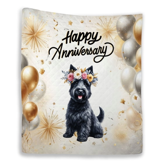 Happy Anniversary Scottish Terrier Celebrates Wedding Love Family Party Quilt Blanket Scottie Dog Lover Gifts Cozy Comforter Throw Blanket - 01015