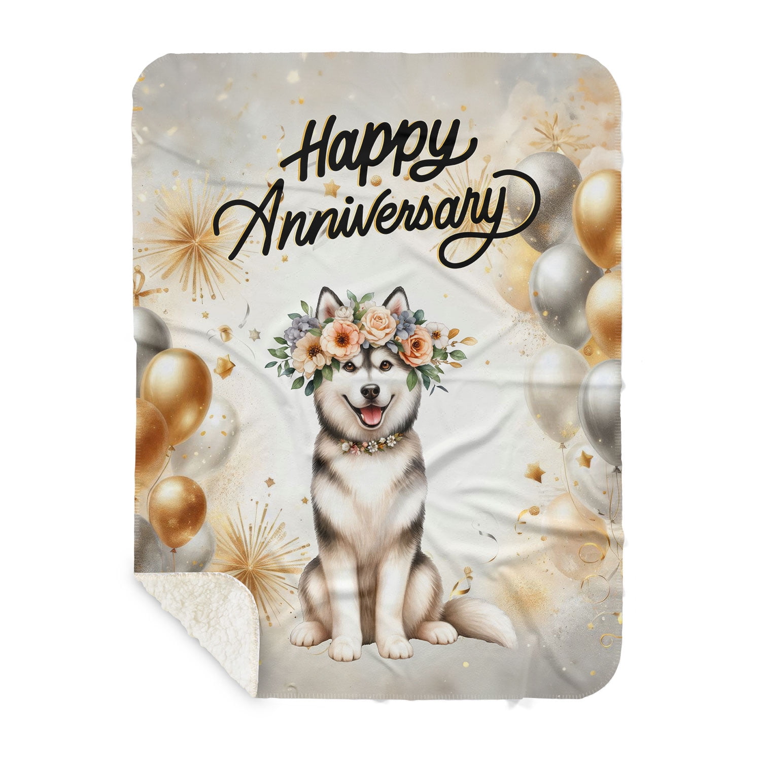 Happy Anniversary Siberian Husky Celebrates Wedding Love Family Party Happy Anniversary Siberian Husky Celebrates Wedding Love Family Party