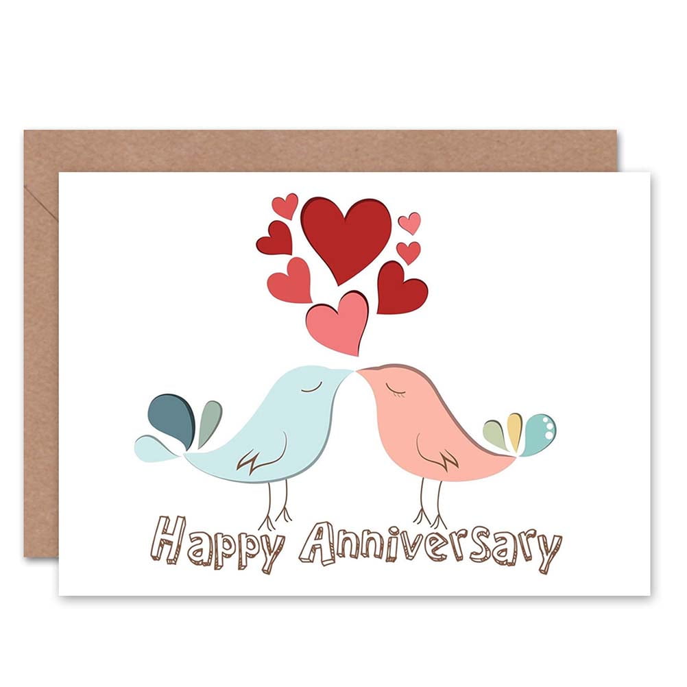 Happy Anniversary Valentines Love Birds Couple Greetings Card Plus ...