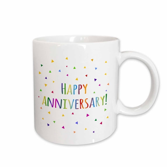 Happy Anniversary colorful rainbow text multicolor confetti triangles 15oz Mug mug-202067-2