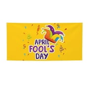 Happy April Fool's Day Banner Backdrop Porch Sign Small Holiday Banners for Room Yard Sports Events Parades Party